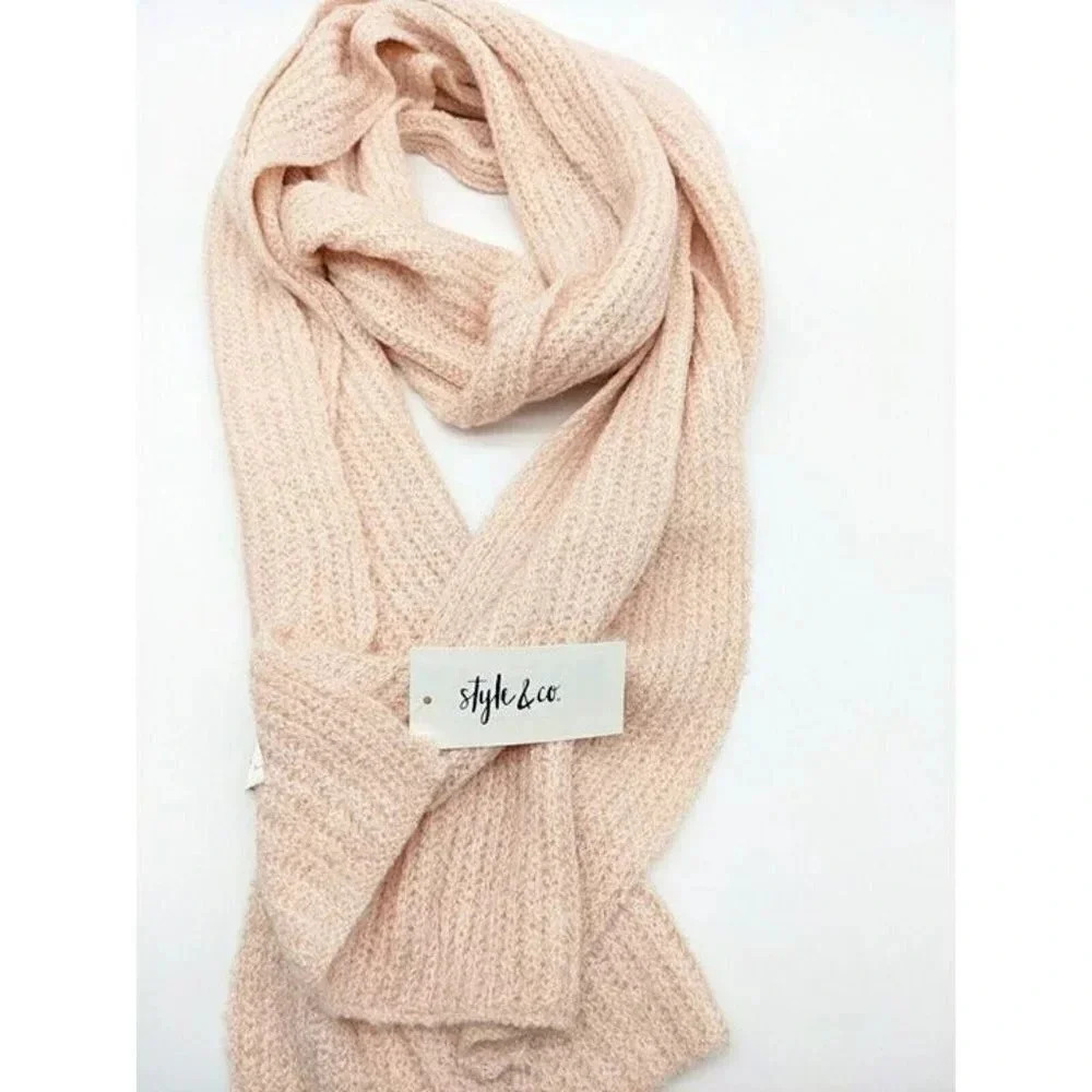 Style & Co Women's Ribbed Super Soft Lurex Metallic Scarf Pink (MSRP $30)